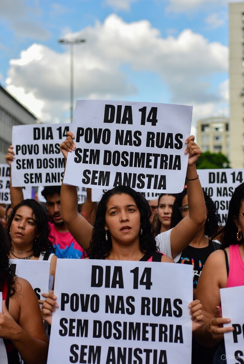 Manifestação nacional dia 14.
DIA 14 POVO NAS RUAS
SEM ANISTIA
SEM DOSIMETRIA