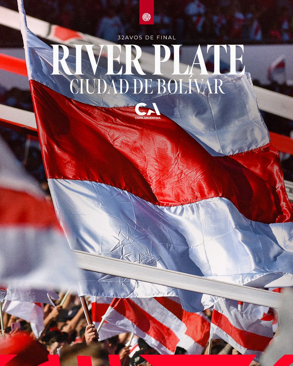 RiverPlate's tweet image. 🔜🆚 Club Ciudad de Bolívar será nuestro rival en 32avos de la Copa Argentina 2026 ⚽

#VamosRiver 🤍❤️🤍