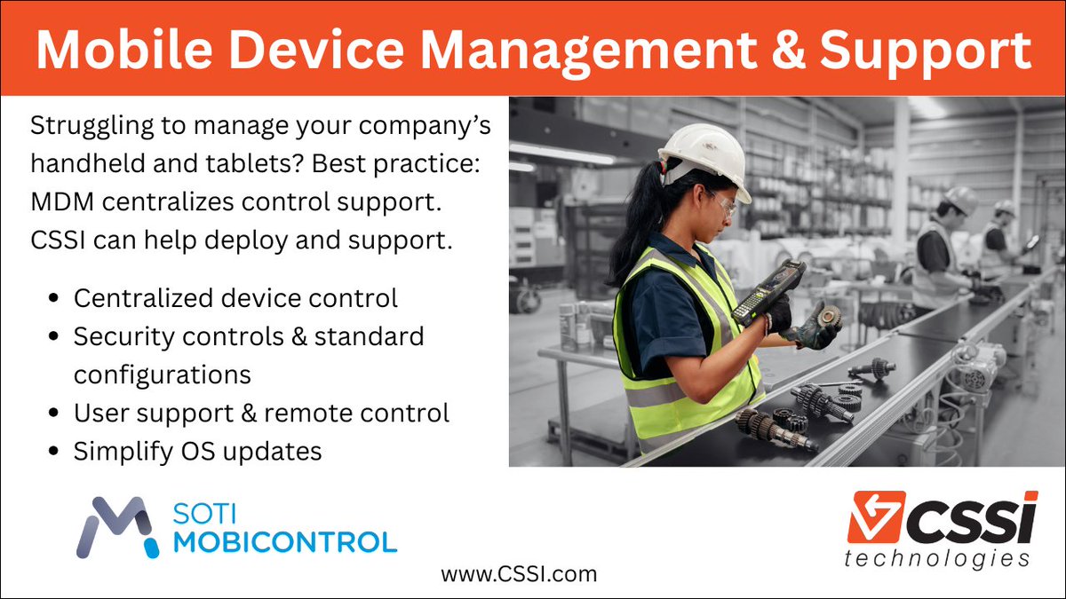 Mobile device management software helps companies manage their mobile devices - user support, updates, and security. Learn more, and how CSSI can help:
cssi.com/2025/12/09/wha…