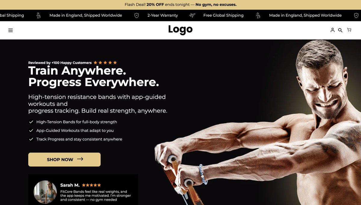 Our new above the fold fitness theme hits hard 💪