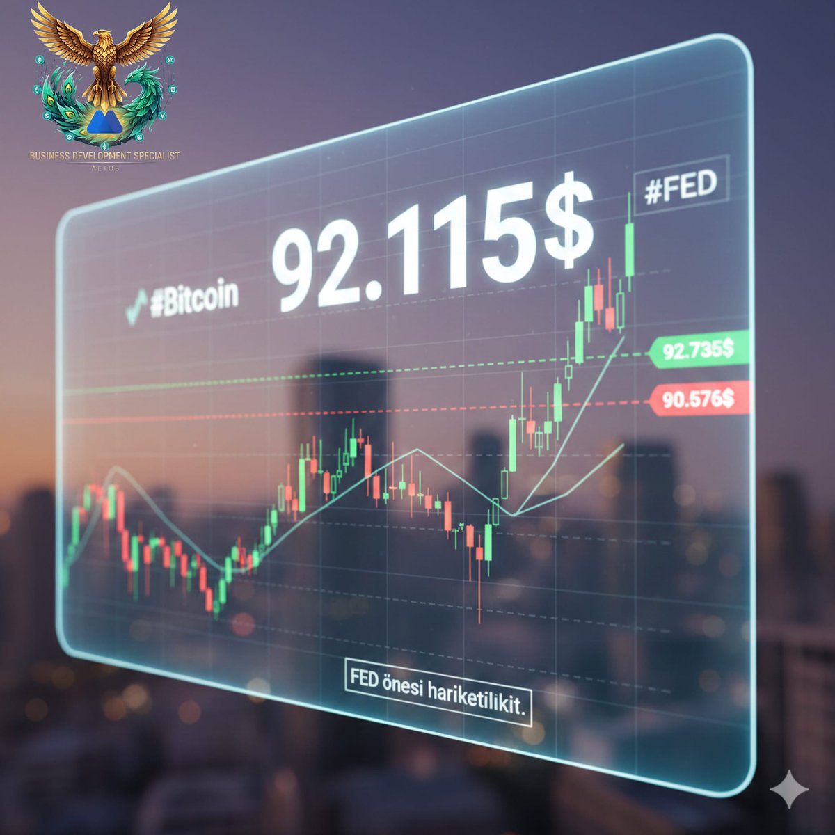 #Bitcoin, #FED kararları öncesi sıkışan volatiliteyi koruyor. Şu an 92.000$ seviyesinde işlem görüyor. Karar metni pozitif gelsin ya da gelmesin, aşağıda 90.576$, yukarıda ise 92.735$ kritik eşik konumunda.

Benim yorumum : Piyasa yapısının bu iki bandı test etmeye oldukça