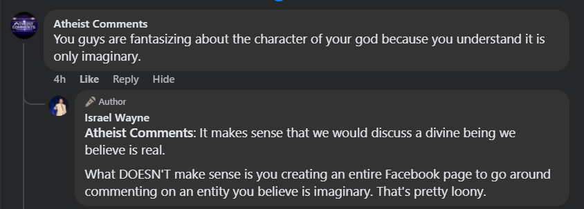 israelwayne's tweet photo. I haven't wasted any time in my life going around attacking imaginary beings. Why do atheists (since they believe God is imaginary)? https://t.co/LIqc3XWkYG
