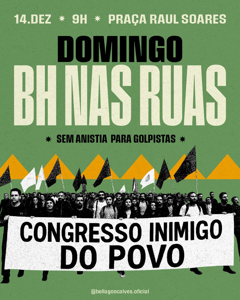 E domingo tomaremos as ruas em todo o país. Aqui em BH também estaremos em luta e esperamos todas e todos. É hora de mostrar para esse congresso inimigo do povo a força popular!