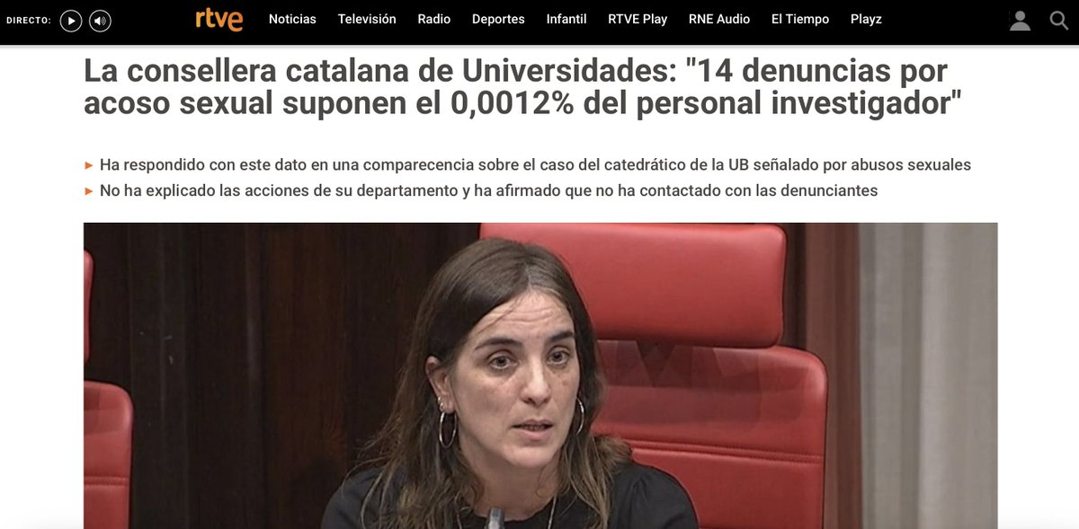 ¡ACTUALIZCIÓN!
No es 0,012%, es 0,0012%

Como si es 0,00000001%

Se activa el protocolo
Se separa a la víctima y el acosador de forma inmediata
Se investiga con celeridad
Se castiga, se traslada al juzgado, se sanciona y se colabora.