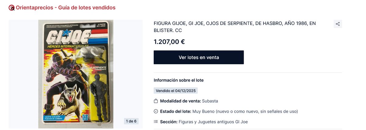 Esta subasta de #todocoleccion se cerró hace unos días. Es uno de los blísteres españoles más raros de ver de #GIJoe (si no el que más). ¿Caro o barato?