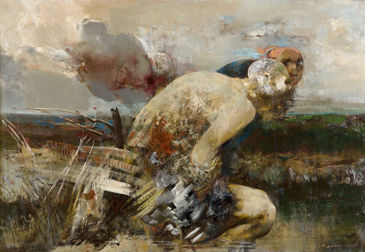 Janusz Lewandowski - Szepty (olej na płótnie 85 x 120 cm), 1988. #PolishMastersofArt