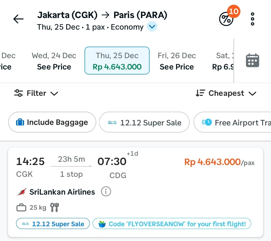 crofyle's tweet photo. akhir taun ke Paris sama ayang ternyata semurah ini dong, kalo aku sih ngga pake mikir langsung booking tiketnya pake promo traveloka 12.12 https://t.co/vEbGpzBkhJ