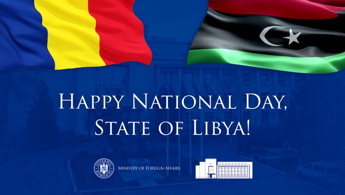 MAERomania's tweet image. Romania 🇷🇴 extends its warmest wishes of stability and peace to Libya and the #Libyan people on their #NationalDay!