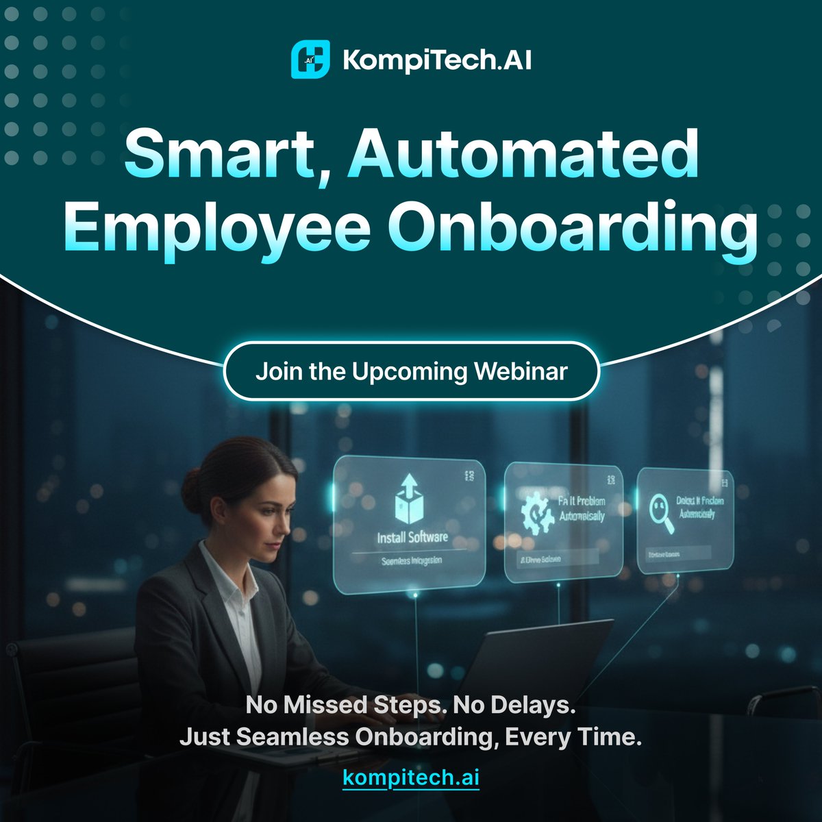 KompiTech's tweet photo. Manual onboarding hurts IT and HR. AI automation streamlines everything and gets every hire ready on day one.

Join our webinar — “Automate Employee Onboarding Workflows.” https://t.co/IicmipnT8Q

#KompiTechAI #AIOps #ITAutomation #HRTech #OnboardingAutomation #DigitalWorkplace https://t.co/7446fHRDDS