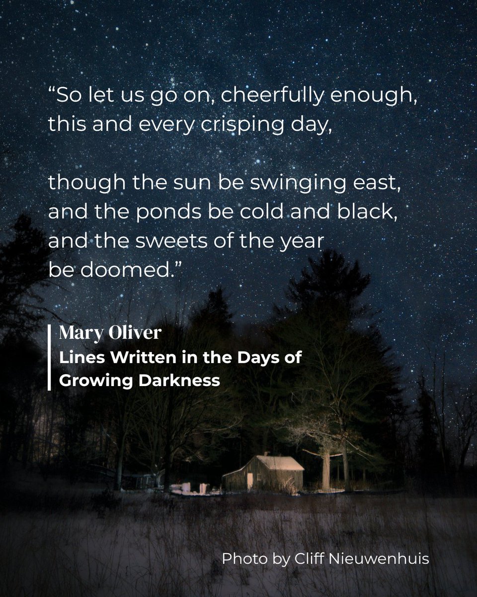 AldoLeopoldFdn's tweet photo. How do you "go on, cheerfully enough" in the sometimes-difficult winter season?

Read the full poem by Mary Oliver here: https://t.co/bhHSbgazGI

#WednesdayWisdom #MaryOliver #Poetry #Winter https://t.co/a1wrye4w6y