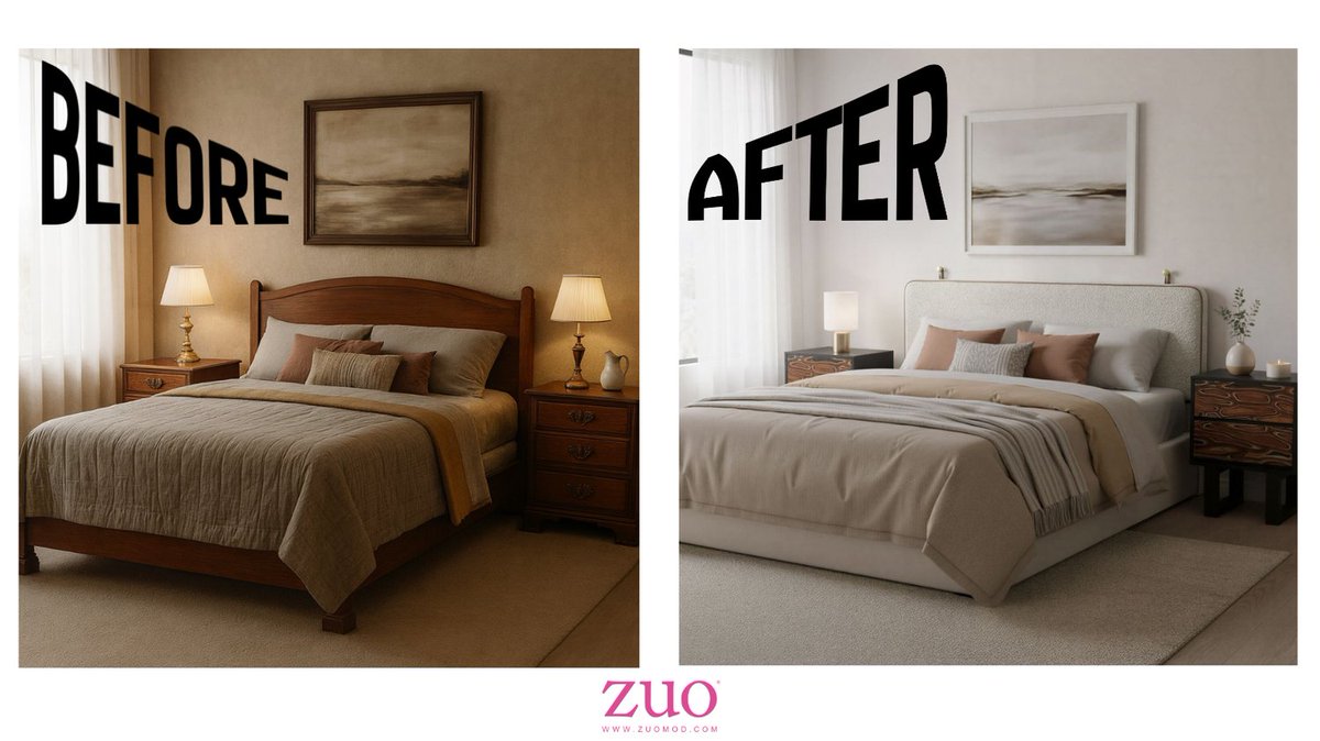 Your room before Zuo vs. after. ☕️✨ Don't let your home be stuck in 1995.
#ZuoModern #BeforeAndAfter #InteriorTransformation #ModernLiving #GlowUp