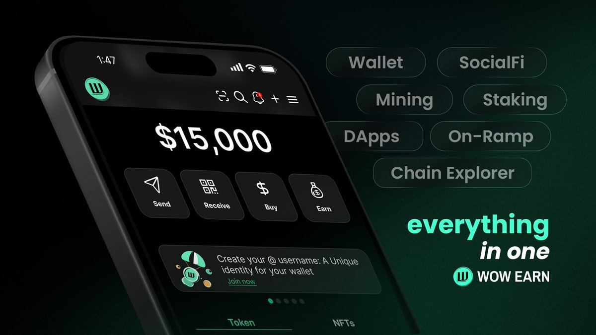 💯 ENTER THE WOW EARN SUPER ECOSYSTEM — EVERYTHING IN ONE PLACE!

Most crypto apps focus on just one thing, a wallet, a chain, or a social platform.

The WOW EARN App is built differently. ✅

Wallet, SocialFi, Mining, Staking, DApps, On-Ramp, Chain Explorer — all integrated, all