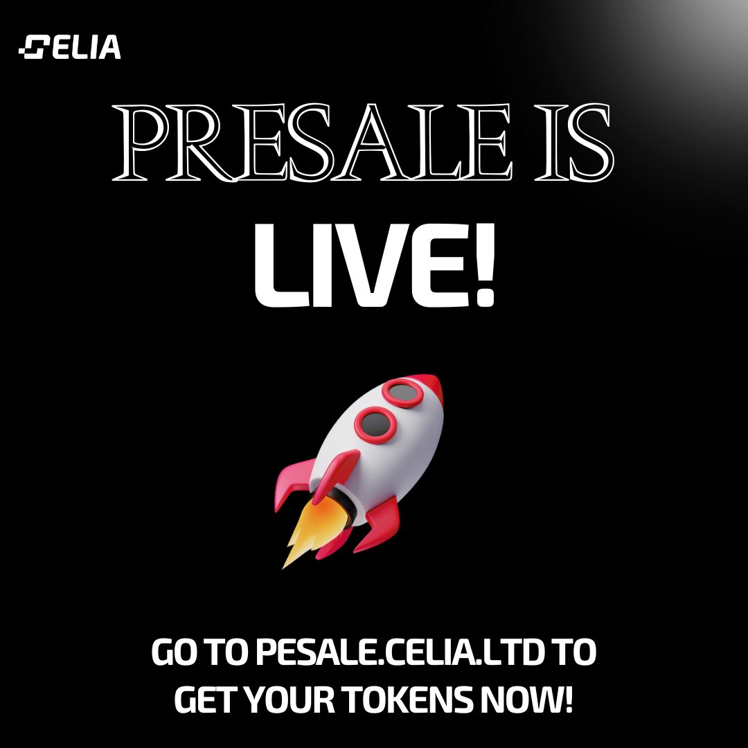 CeliaWallet's tweet image. CELIA PreSale is live!🚀🚀🚀

Go to presale.celia.ltd and get your tokens now!