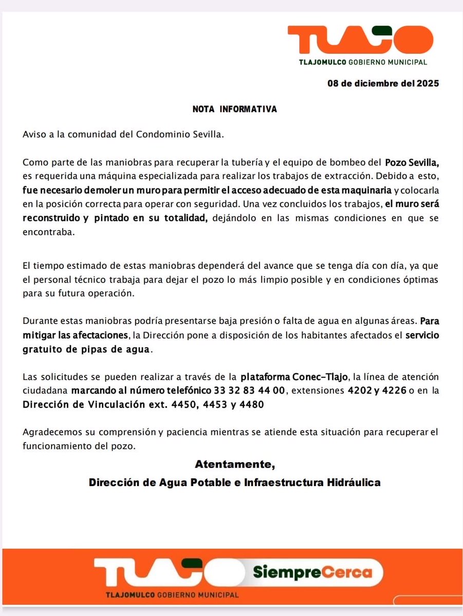 <a href="/GobTlajomulco/">Gobierno Tlajomulco</a> porque mandan esto de manera informal por grupos de wa y no lo ponen en el twitter o IG? La informalidad preocupa no compromiso ni fecha clara. Meses sin agua y constantes cortes en <a href="/NuevaGaliciaRes/">Vecinos Nva. Galicia</a> . Pregunta, a Flextronics también le cortan el agua? <a href="/Trafico_ZMG/">TráficoZMGuadalajara</a>