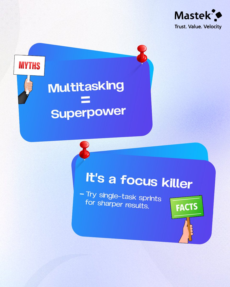 Mastekltd's tweet photo. We glorified “doing more” for too long.
It’s time to rethink how we work, not just how much we work.
#Mastek #WorkBalance #Facts #LeadWithAI #Worklife #SmartChoice #Innovation #Workoholic #Mastekeers https://t.co/VrJJKDHAHe