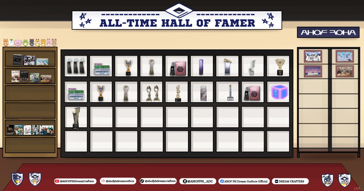 AHOFOHA_ADC's tweet image. Hello, FOHAs!

Are we seeing this right? @AHOF_official now has 24 trophies?!

We just updated our VICTORY WALL (shelves) with their latest trophy from the 10th Year Anniversary of the Asia Artist Awards, where AHOF was hailed as one of the Best New Artists! 🏆

Let’s stay tuned…