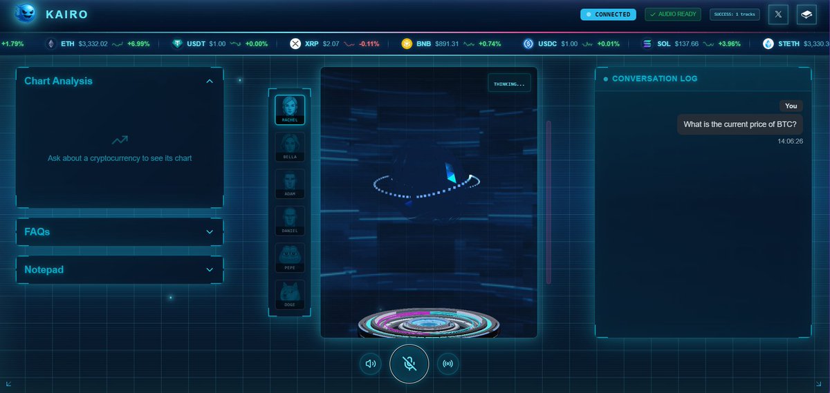 KairoCryptoAI's tweet image. $KAIRO Development Update 👻💬 + COMPETITION!

Major UI Update With The Orb Now Displaying Colours Associated With Levels When Asked About Fear And Greed Index Questions. New Thinking Animation, And Chart Analysis UI.

To Enter The Competition Please Ask Kairo, 'I Would Like To…