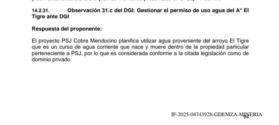 <a href="/fvallejoss/">Fernanda Vallejos</a> Compañera, todas las opiniones suman pero sugiero que leas en profundidad la DIA que se votó ayer para comprender mejor la gravedad de haber dado luz verde a un proyecto donde PSJ dice expresamente en su declaración bestialidades tales como que el A°  El Tigre es de su propiedad