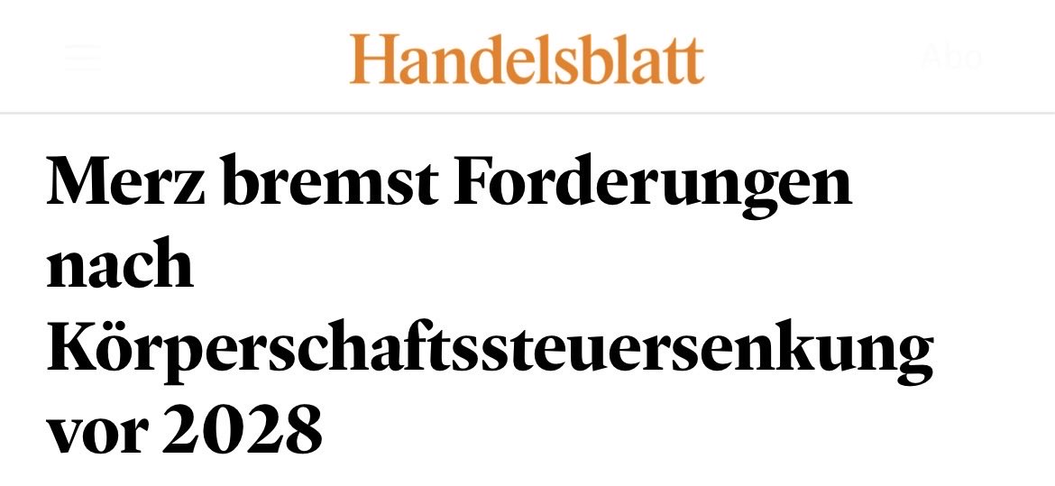 Wäre ja auch zu dumm, JETZT die Steuern zu senken, wenn wir JETZT eine Wirtschaftskrise haben. Warten wir mal lieber noch ein paar Jahre.

Insolvenz folgt auf Insolvenz, Entlassungen auf Entlassungen. Und der "Herbst der Reformen" bleibt eine schlechte Merz-Show ohne Entlastung.