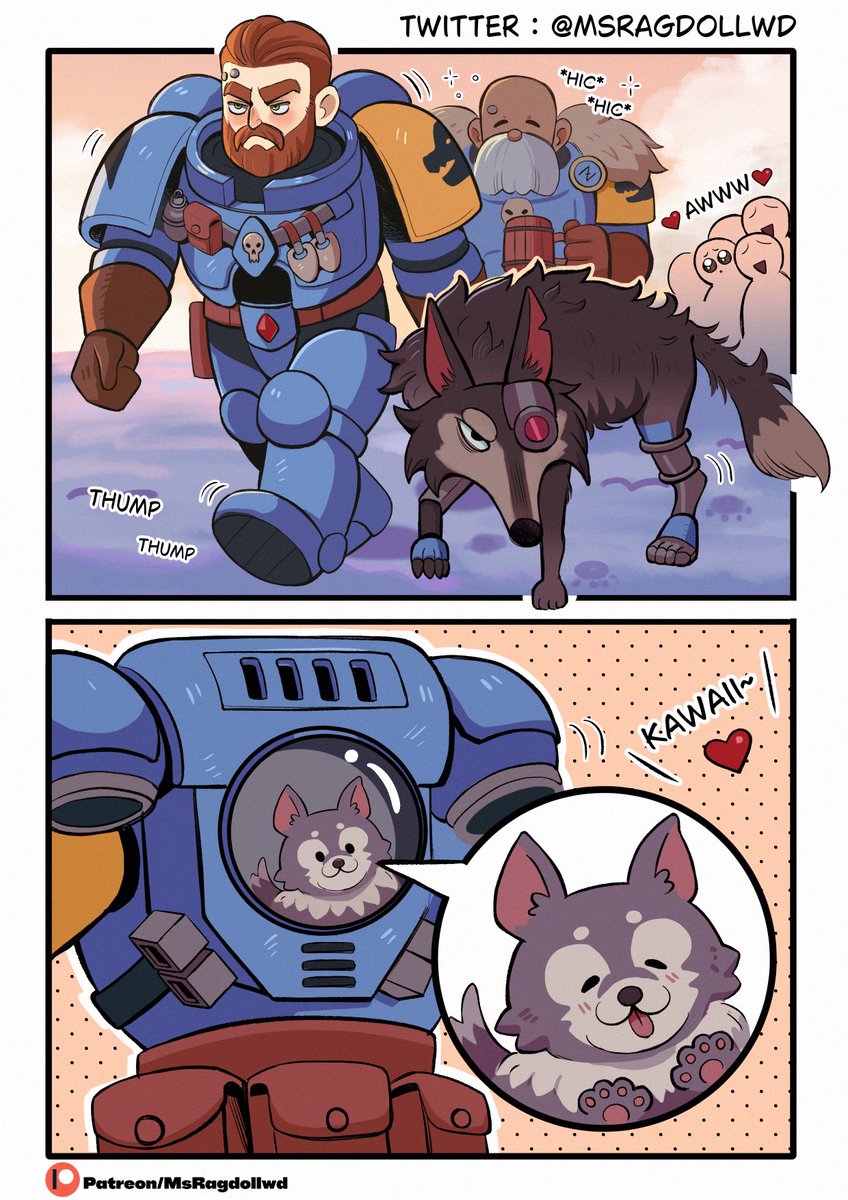 I sometimes wonder whether the Space wolves ever take their Fenrisian wolves out across the icy plain on rare clear days for the hunt or simply to let them run?
Such moment must be uncommon on Fenris but I really want to draw them like that.
#WarhammerCommunity #warhammer40k