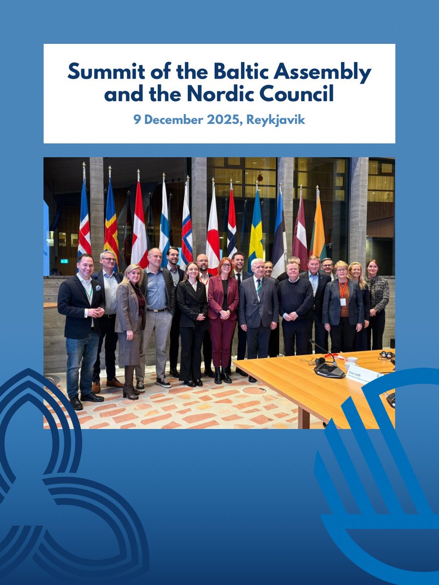 AssemblyBaltic's tweet image. 🤝On 9 December 2025, the Summit of the Baltic Assembly and the Nordic Council took place in Reykjavik, Iceland. This year, the Summit focused on small states and their role in the international system.

Read more here: baltasam.org/BA_NC_Summit_2… 

#balticassembly #BA #nordiccouncil