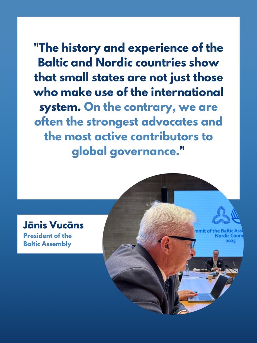 🤝On 9 December 2025, the Summit of the Baltic Assembly and the Nordic Council took place in Reykjavik, Iceland. This year, the Summit focused on small states and their role in the international system.

Read more here: baltasam.org/BA_NC_Summit_2… 

#balticassembly #BA #nordiccouncil