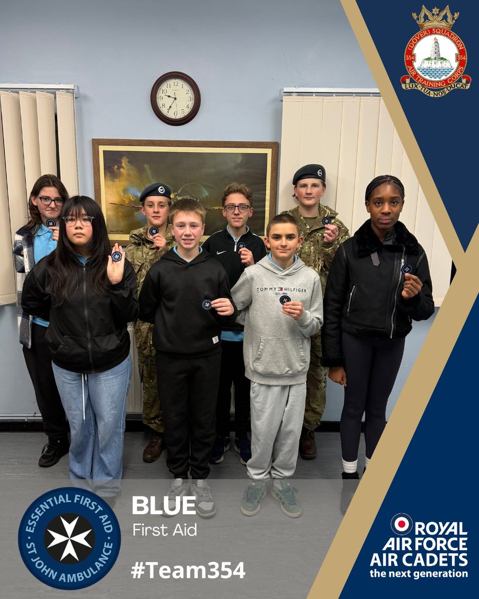 354Dover's tweet photo. Last night, 8 of our newest cadets completed their St John Ambulance Essential First Aid Course and were awarded with their badges. RAFAC is all about equipping young people with important life skills that they can use in their every day life's #Team354 #WhatWeDo #noordinaryhobby https://t.co/PyACyYSH3x