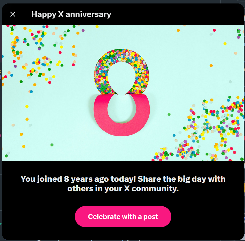 8 years on twitter apparently lmaoo thats half my life 😭