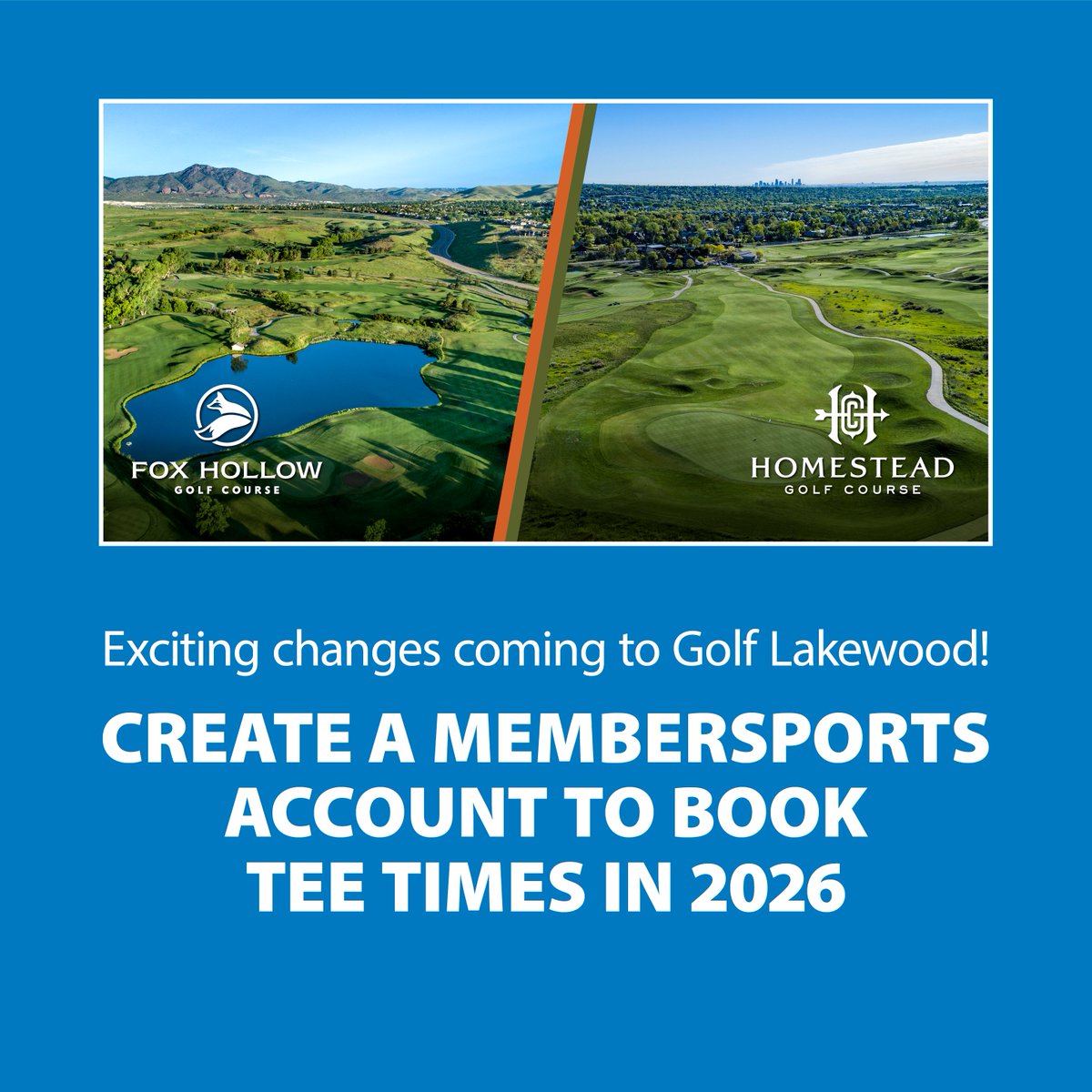 Fox Hollow and Homestead are upgrading to a new online reservation system for Fox Hollow and Homestead Golf Courses. Starting 1/1/26, tee times will be booked through MemberSports. Create an account today! For instructions, go to: golflakewood.com/Create-an-Acco…... #golf #GolfLakewood