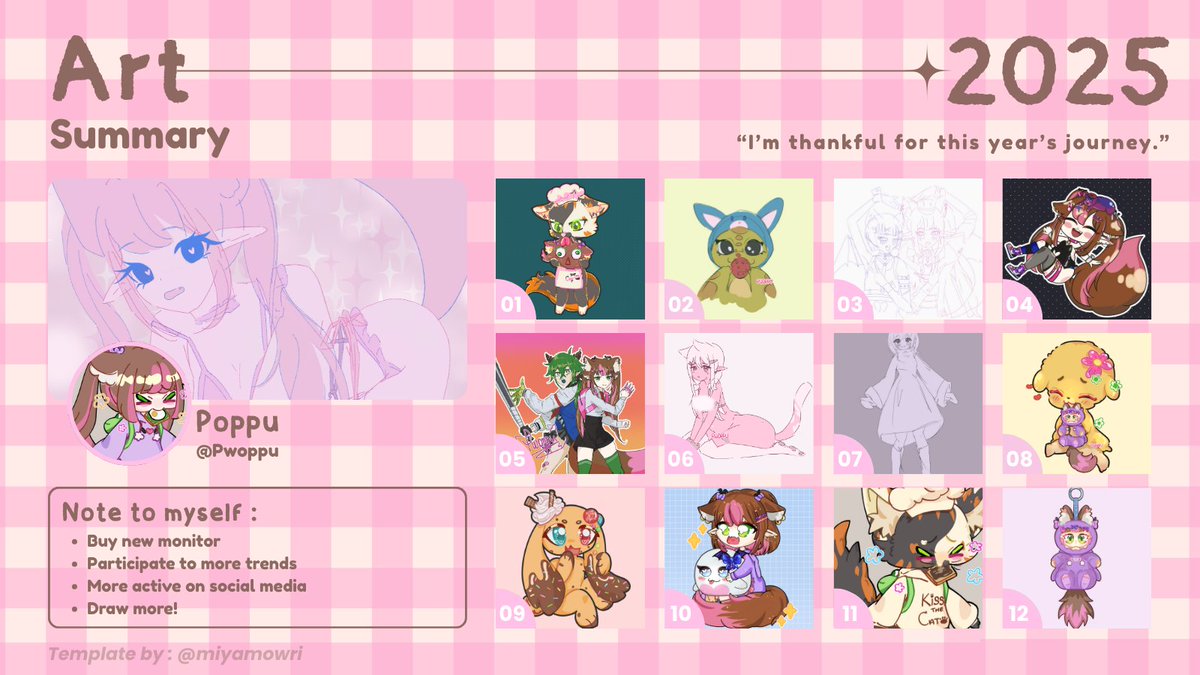 I'm truly happy to have gotten into digital art this year and am willing to create even more onwards~ ✨

Template by <a href="/miyamowri/">Mori</a> 

#artshare #artmoot #artmoots #smallartist