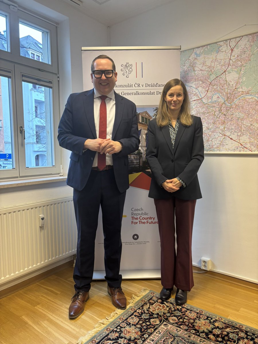 Sachsen und Tschechien arbeiten erfolgreich in einer Reihe von Bereichen zusammen. Es war mir eine Ehre und Freude, die gemeinsamen Prioritäten mit Tom Unger, Mitglied des <a href="/sax_lt/">Sächsischer Landtag</a> und Generalsekretär der <a href="/cdusachsen/">CDU Sachsen</a>, zu besprechen. Vielen Dank für den guten Austausch! 🇩🇪🤝🇨🇿