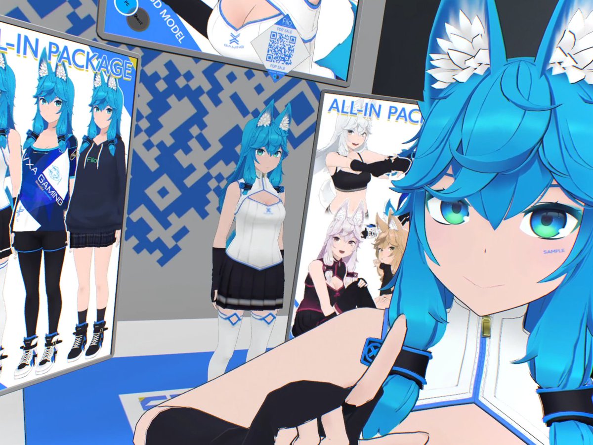 既に始まってますがVket2025Winterにて初出店しました。よろしくお願いします。VketMakerで組んだので展示品のtex解像度は低いですが、サンプルアバターは4Kなので是非フルトラで試着してみてください。