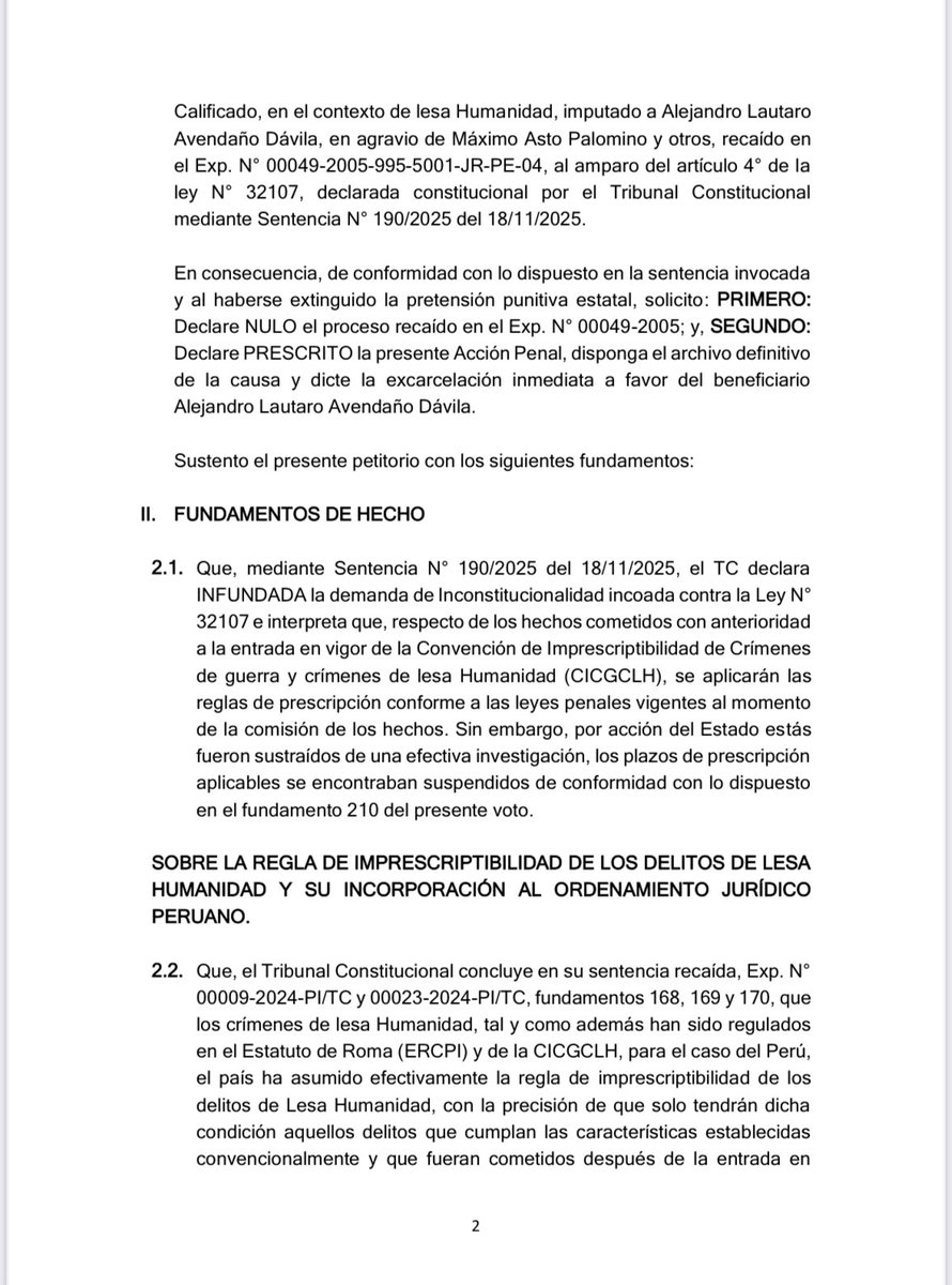 🚨Un procesado por la masacre de Cayara quiere beneficiarse gracias a la última sentencia del TC

El ex militar Alejandro Avendaño ha pedido la nulidad de su proceso. Un soldado lo acusó de haberle disparado en la cabeza a un anciano porque le contestó en quechua.