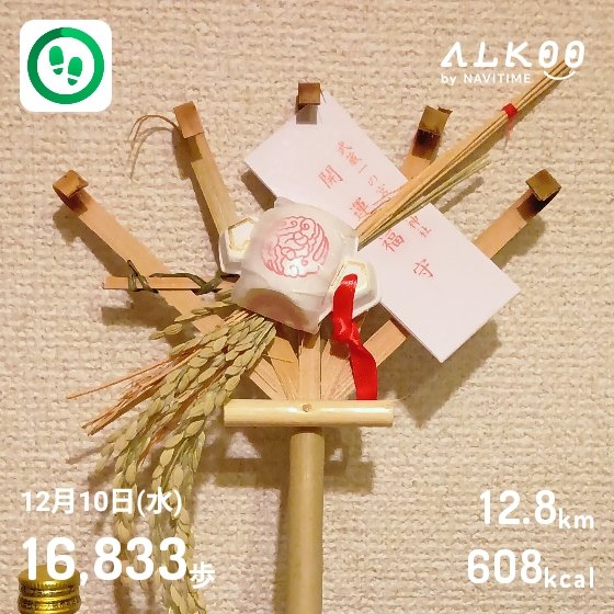 sysmtp's tweet image. 12月10日は16833歩歩きました❗🚶
平日にしては多めの歩数！駅から氷川神社、それなりに距離あるもんなあ
#ALKOO
static.cld.navitime.jp/walkingapp-sto… #ALKOOで歩こう