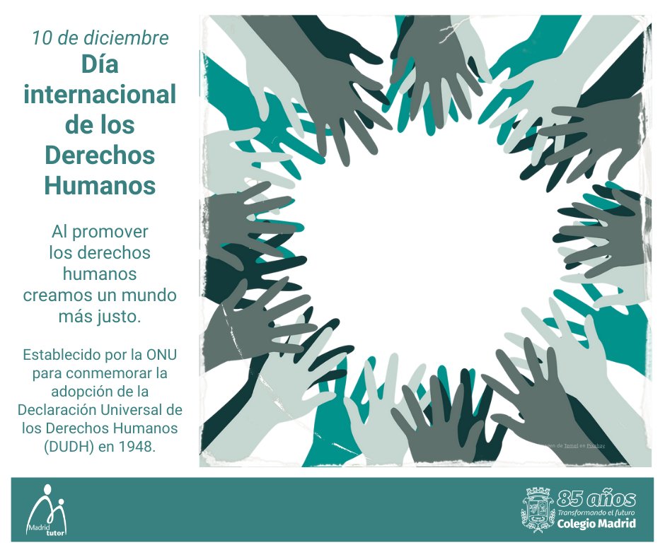 ColegioMadridMX's tweet photo. Derechos Humanos: lo esencial de cada día
10 de diciembre
.
#DíaInternacionalDeLosDerechosHumanos
#DerechosHumanos #NuestrosDerechos
#MadridBien #EligeMadrid #85años #ColegioMadridMX
#85AñosColegioMadrid #TransformandoElFuturo
.
https://t.co/Z2uIN5oqba... https://t.co/NUHKjqwrVC