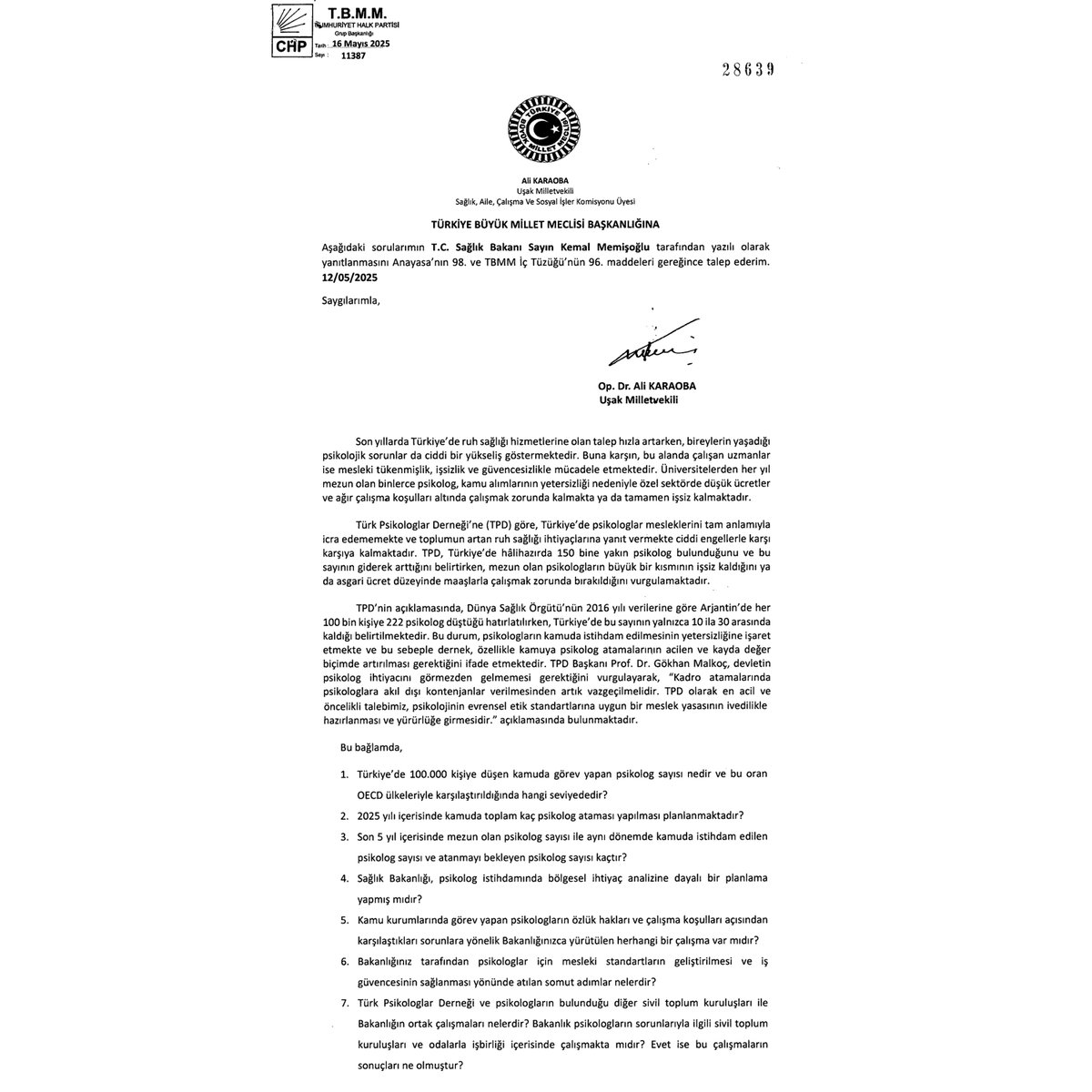 Sağlık Bakanlığı psikologları neden yok sayıyor?

8 ay önce psikologların hak arayışı, atama beklentileri ve meslek itibarları için Sağlık Bakanlığı'na gönderdiğim soru önergesine hala yanıt yok.

Neyden korkuyorsunuz? Psikologları neden yok sayıyorsunuz? Bu hafta önergemizi