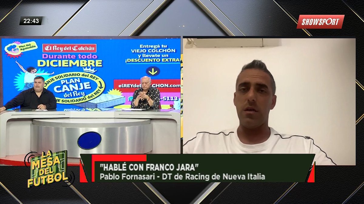 🎙️ Pablo Fornasari, entrenador de #RacingCBA, en vivo en la <a href="/mesadelfutbolok/">La Mesa del Fútbol</a> por <a href="/ShowsportCanal/">Canal Showsport</a>:

🎙️ “Hablé con Franco Jara. Es una situación compleja, él recién sale de #Belgrano, está super vigente y va a tener muchas opciones de Primera División”