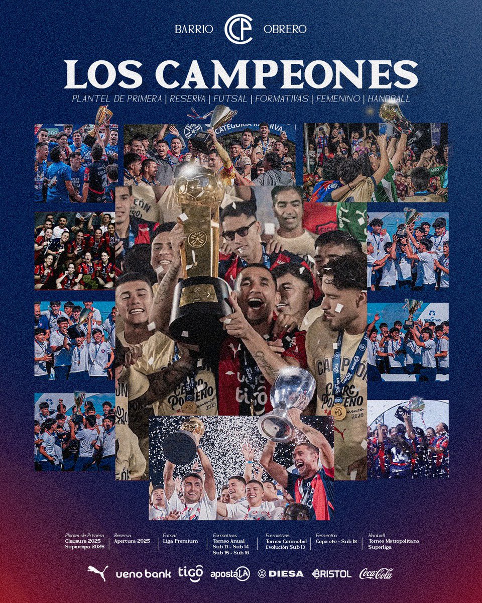 ¡Los campeonatos de 𝑪𝒆𝒓𝒓𝒐 𝑷𝒐𝒓𝒕𝒆𝒏̃𝒐 en esta temporada 2025! 🏆🔵🔴

🏆🏆 Fútbol de Primera | Clausura 2025 y Supercopa 2025 

🏆 Categoría Reserva | Apertura 2025

🏆 Futsal | Liga Premium 

🏆🏆🏆🏆 Formativas | Torneo Anual: Sub 13 / Sub 14 / Sub 15 / Sub 16

🏆