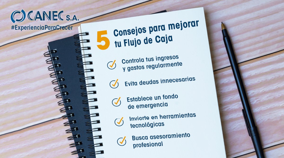 Canec_SA's tweet photo. Un buen flujo de caja es la base de cualquier negocio saludable.
Hoy compartimos 5 claves para fortalecerlo y mejorar tu gestión financiera. 💼📈
#CANEC #ExperienciaParaCrecer https://t.co/Gx9uhldNq7