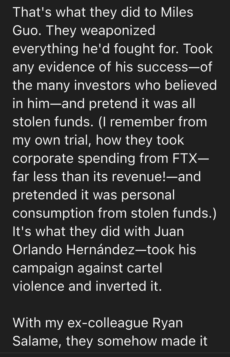 12月9日25，💥SBF： 当我被关在布鲁克林大都会拘留中心（MDC Brooklyn）时，我所在的监区里关着一些由达米安·威廉姆斯（Damian Williams）/纽约南区联邦检察官办公室（SDNY）以及拜登政府司法部起诉的高关注案件人物。 一次又一次，他们试图把任何好事都说成坏事。你为某个事业而奋斗？他们就指控…👇