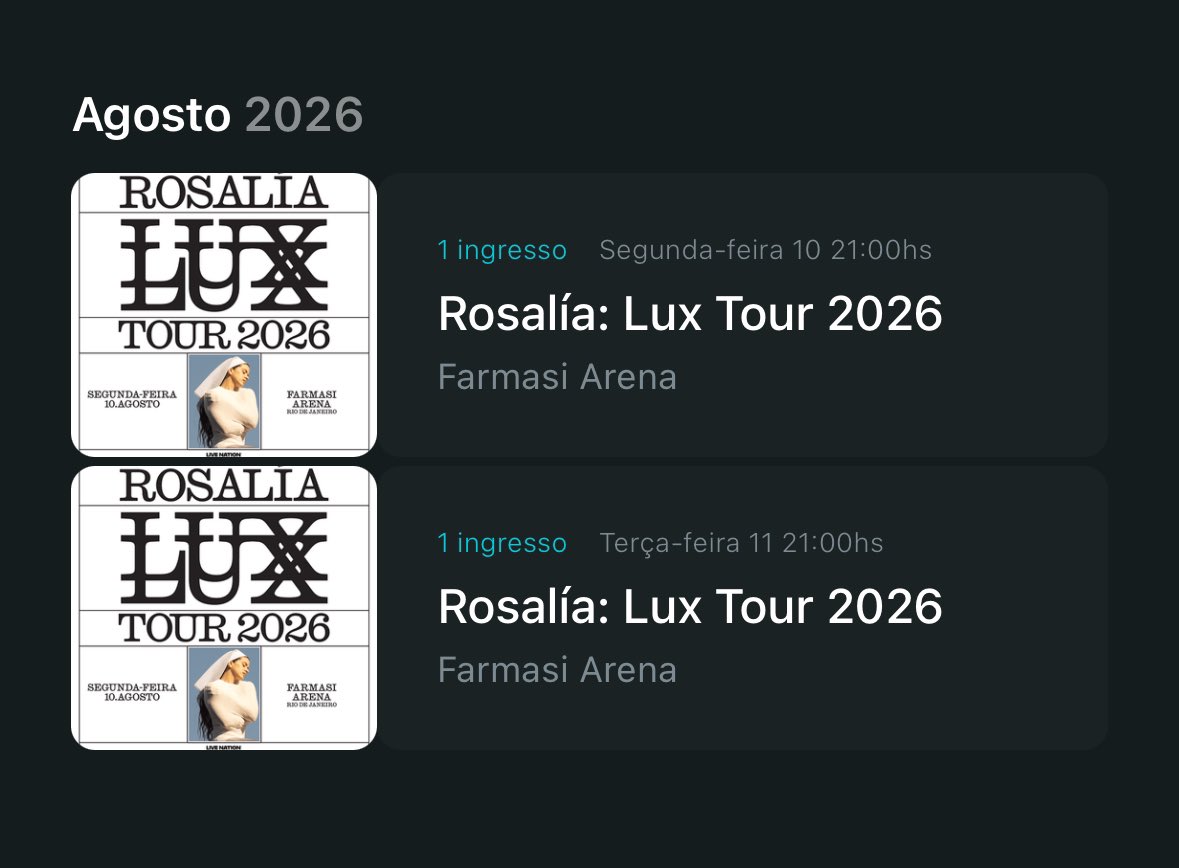 E eu meio que vou ver a Rosalia duas vezes ano que vem quem amou