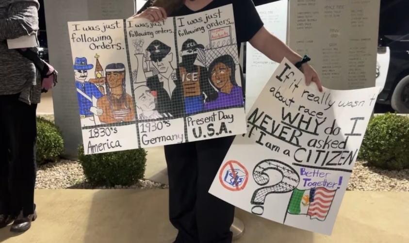 kwtx's tweet photo. 'SHAME! SHAME!': Citizens yelled from inside the #Bullard, #Texas City Council meeting as members voted unanimously to join ICE 287(g) task force model program. INFO: https://t.co/twk7Le8jnE https://t.co/VIAPGs220W