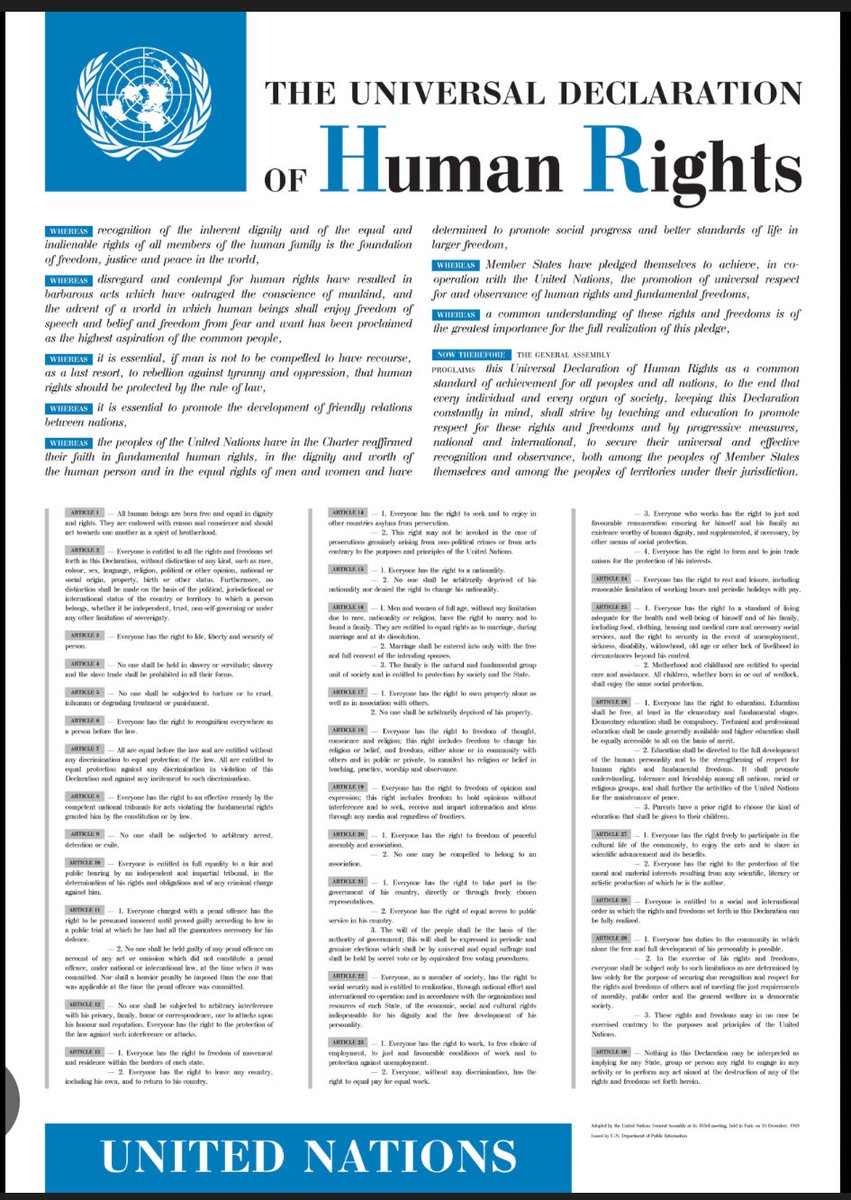 El 10 de diciembre de 1948, la Asamblea General 🇺🇳 adoptó la Declaración Universal de los Derechos Humanos.
No hay voz mas valiente que la que se alza contra la injusticia, ni lucha mas valiosa que la que se da por la igualdad, la dignidad humana y la libertad💪🏽✨#HumanRightsDay