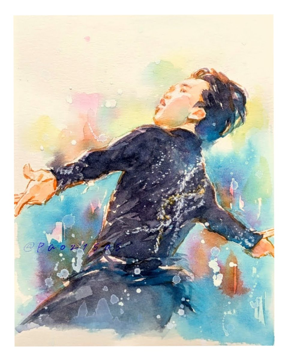 Halston #友野一希 #KazukiTOMONO #水彩画 #watercolor #全力応援