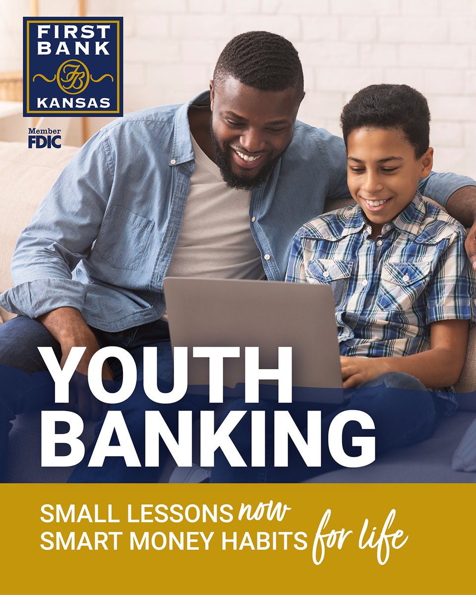 FirstBankKansas's tweet image. The best time to teach kids about money? Now. Whether it's their first savings account or learning to budget, building good money habits early makes all the difference. First Bank Kansas supports families at every stage of their financial journey.

#YouthBanking #banklocal