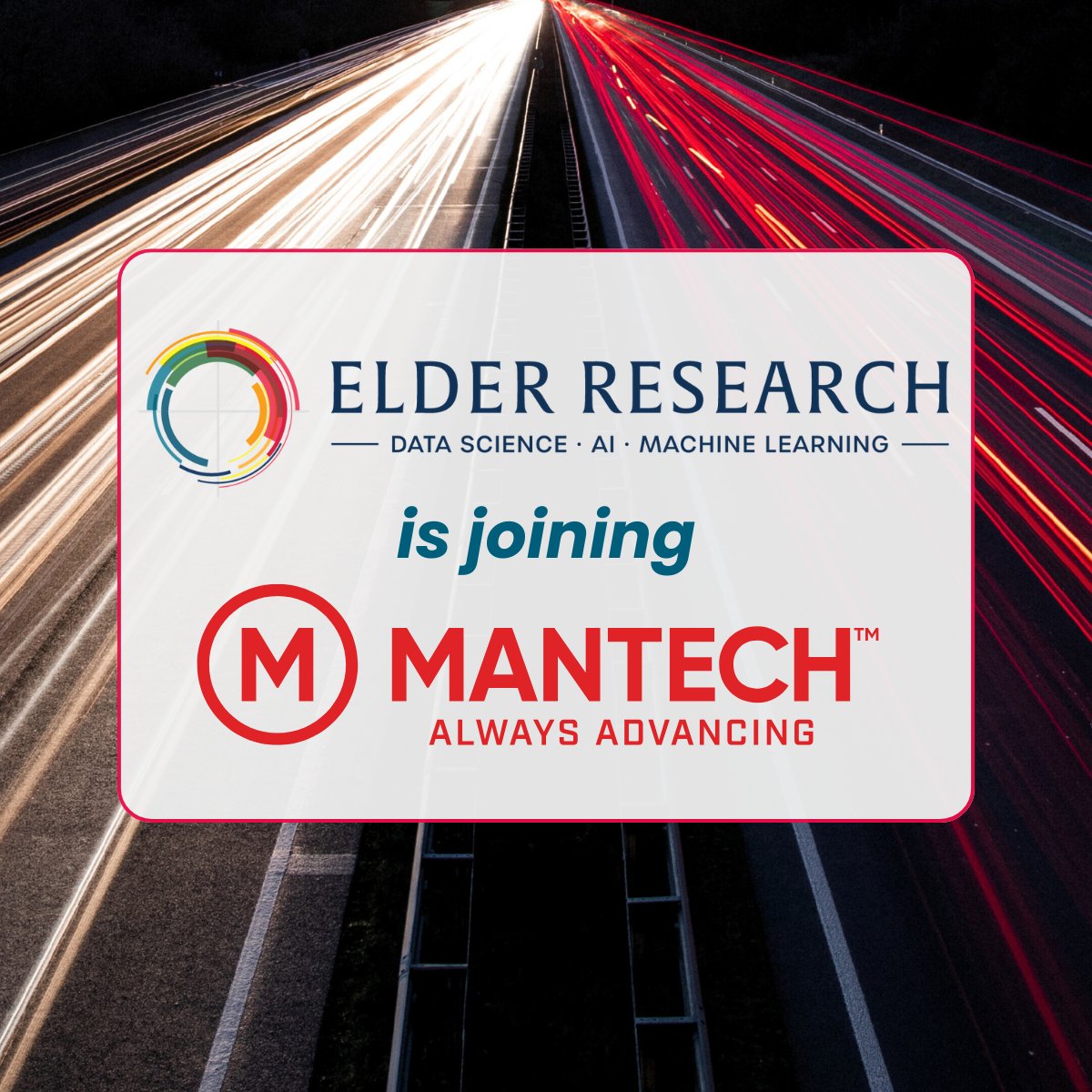 We’re starting a new chapter.

We’re proud to announce that Elder Research is joining <a href="/MANTECH/">MANTECH</a> through an acquisition that amplifies our efforts to help clients see it solved.

Hear what our founder and CEO have to say about this exciting new chapter: bit.ly/4rKr1Zv