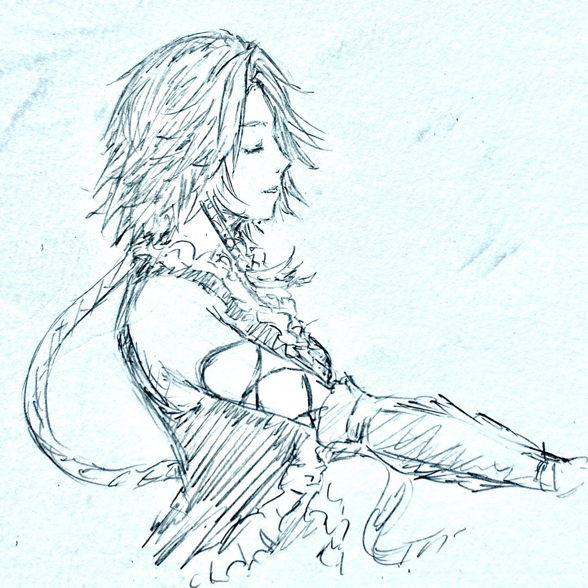 歌姫ユウナ　手描きイラスト real Emotionの衝動に駆られて歌姫ユウナ描いた FF10-2大好き！！！