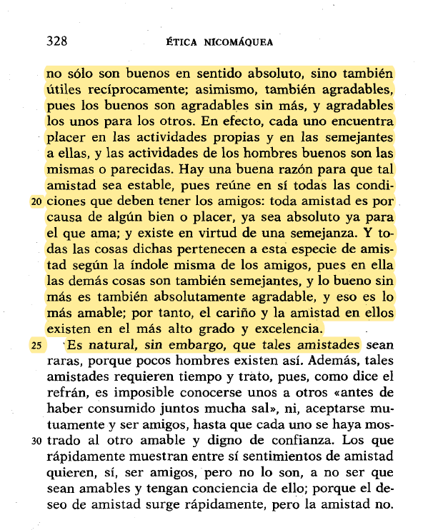 Ya que se está difundiendo todo esto, les comparto lo que dice Aristóteles en su "Ética Nicomáquea" sobre la amistad y sus diferentes clases.

P.D.: Por si a alguien le interesa, sepan que después profundiza sus explicaciones sobre los diferentes tipos de amistad.