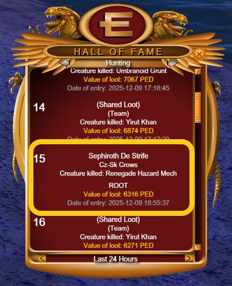CyreneShawna's tweet photo. 🥳Congratulations to Sephiroth De Strife on the Renegade Hazard Mech HoF and Igor Kromas Guk on the Fenris Elite Guard HoF!!!

#planetcyrene #cyrene #entropiauniverse #entropia #mmo https://t.co/CdLq5Rbm82