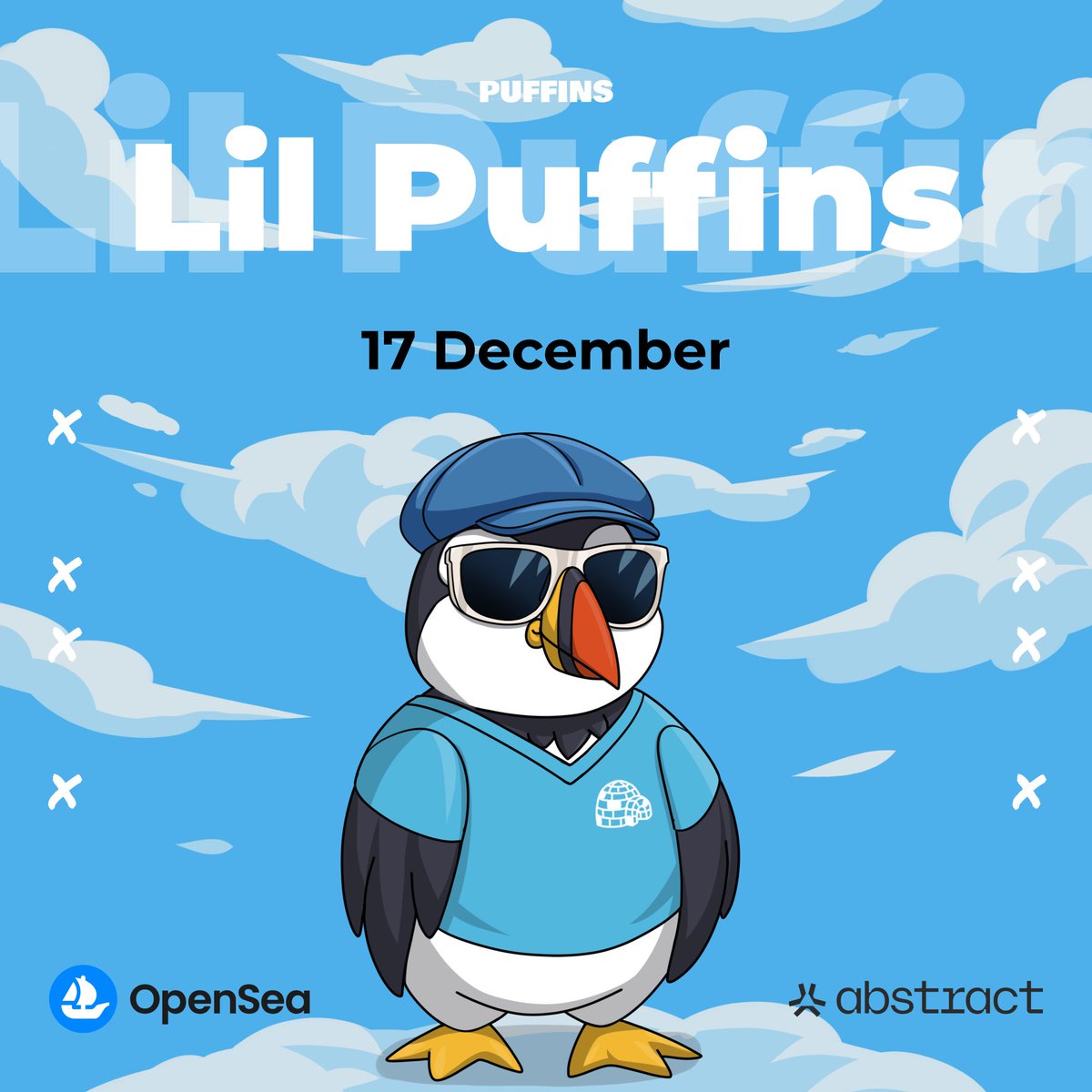 Giving away 3× WL spots for Lil Puffins on this post

To enter: 
> Follow <a href="/ppuffins/">Puffins</a> and <a href="/sslainy14967/">Sslainy</a>
> Like &amp; Repost 
> Drop your AGW address in the comments

The LIL Puffins NFT collection is coming to Abstract, minting on <a href="/opensea/">OpenSea</a>  December 17

You got 48 hours, good luck 💚